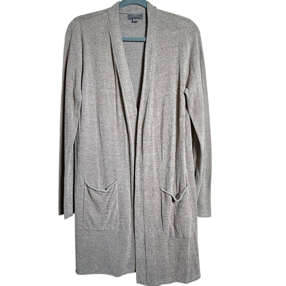 Barefoot Dreams Cardigan‎ Women Medium Taupe Excellent CozyChic Ultra Lite Open - Picture 9 of 11